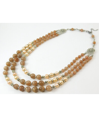 Necklace "Gobi" Sunstone, Pearls