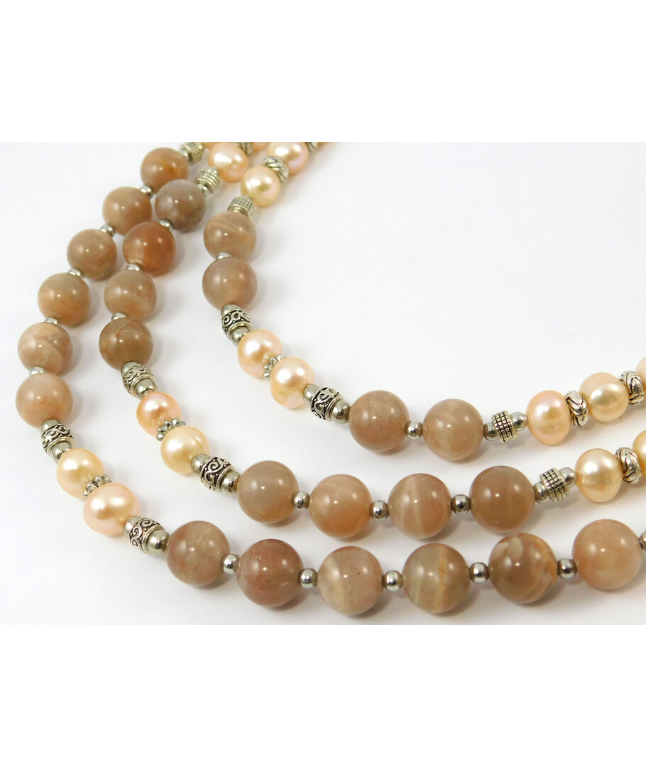 Necklace "Gobi" Sunstone, Pearls