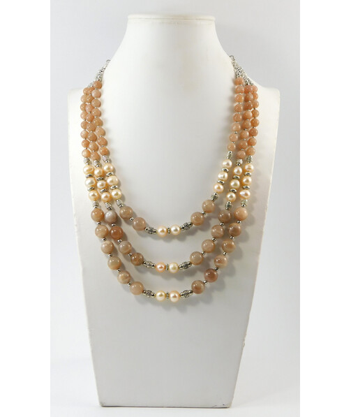 Necklace "Gobi" Sunstone, Pearls