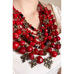 Exclusive necklace "Monarch" Coral, Agate
