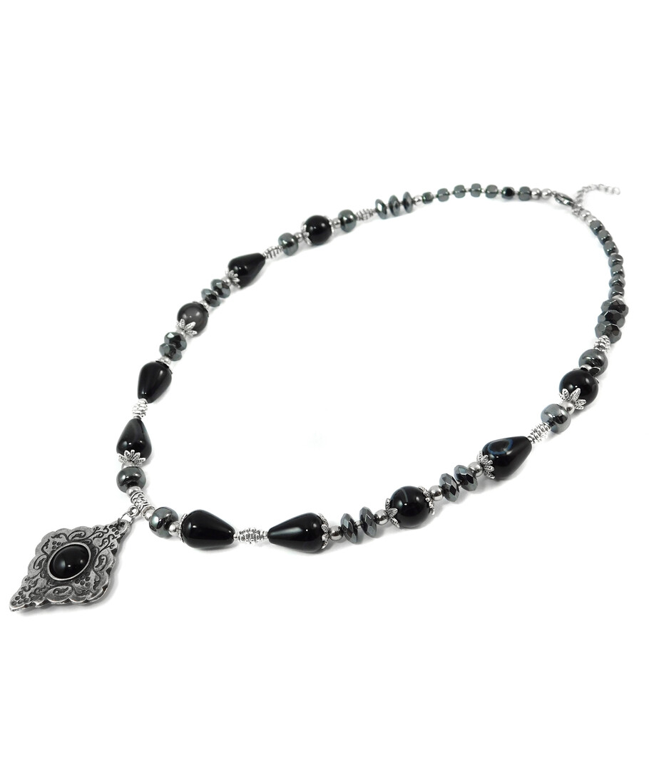 Necklace "Monument" Agate, Hematite