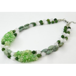 Necklace "New Spring" Jadeite, Selenite, Prenite
