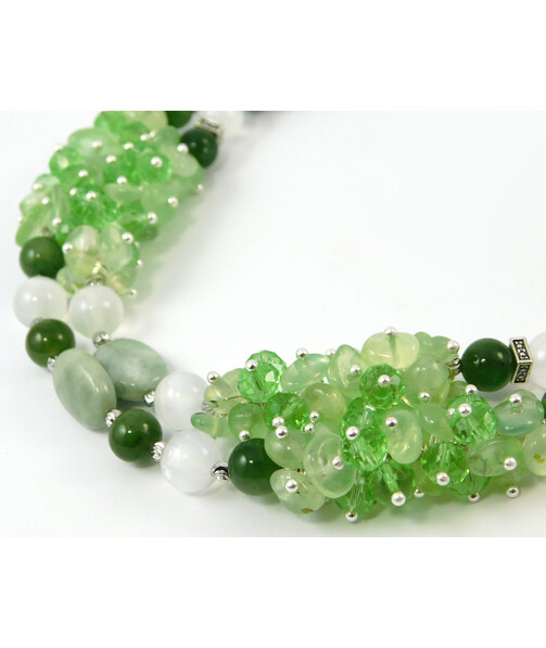 Necklace "New Spring" Jadeite, Selenite, Prenite