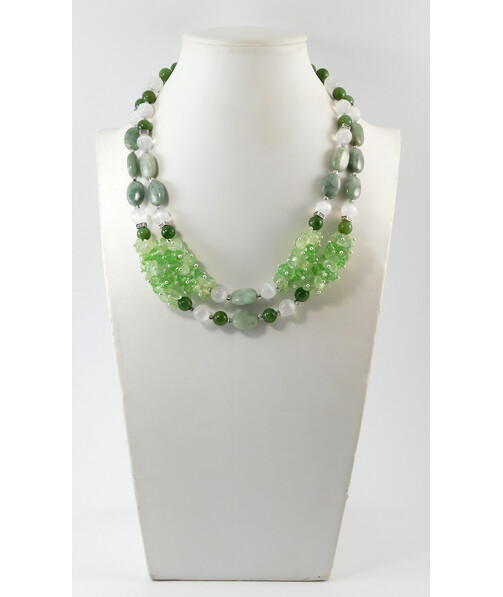 Necklace "New Spring" Jadeite, Selenite, Prenite