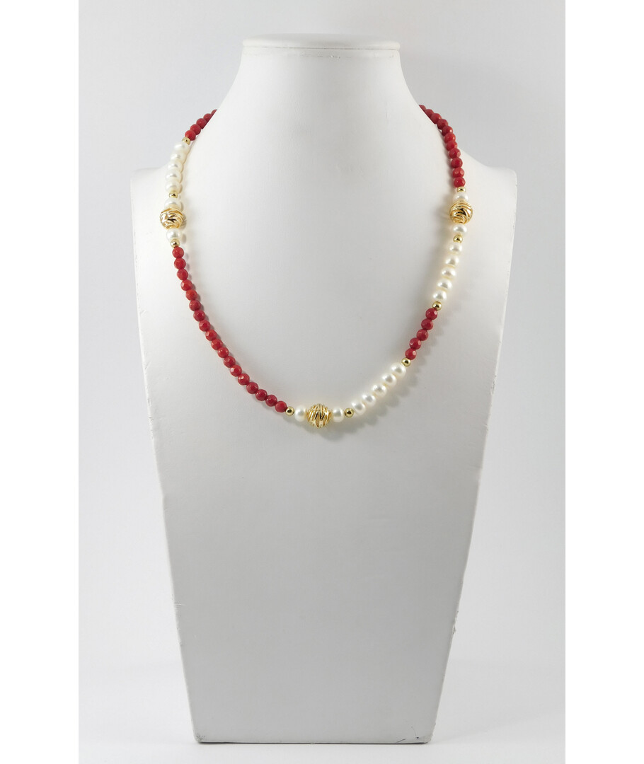 Necklace "Kiss" Faceted coral, Pearls