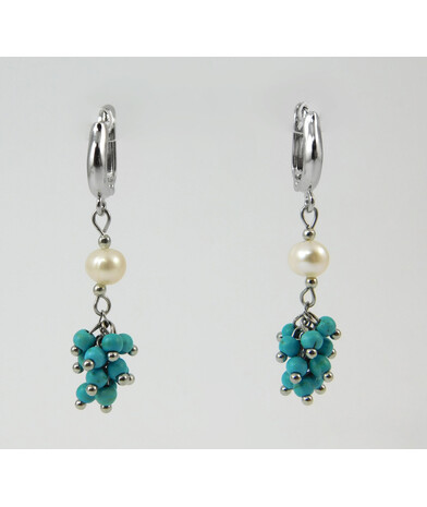 Earrings "Liana" Turquoise press, Pearls