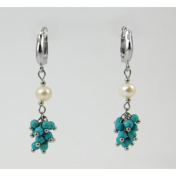 Earrings "Liana" Turquoise press, Pearls