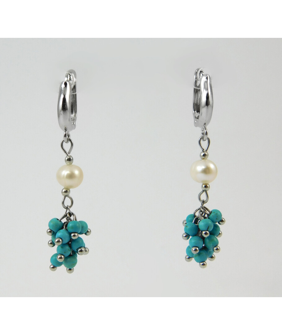 Earrings "Liana" Turquoise press, Pearls