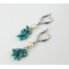 Earrings &quot;Liana&quot; Turquoise press, Pearls