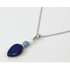 Pendant &quot;Cocktail&quot; lapis lazuli drop, mother of pearl, aquamarine