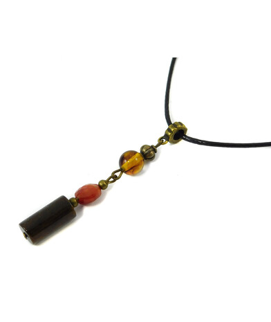 Pendant "Cocktail" Amber, Falcon's eye cylinder, Carnelian