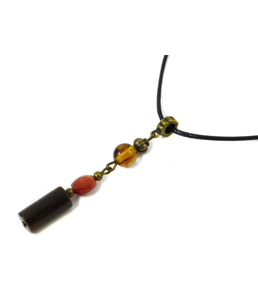 Pendant "Cocktail" Amber, Falcon's eye cylinder, Carnelian