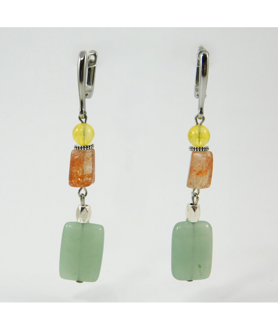 Earrings "Cocktail" Citrine, Sunstone, Jade