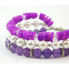 Bracelet &quot;Three colors&quot; Amethyst, Majorca, Shells