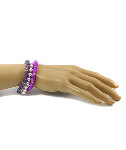 Bracelet "Three colors" Amethyst, Majorca, Shells