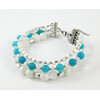 Bracelet &quot;Three colors&quot; Aquamarine, Mother of pearl