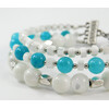 Bracelet &quot;Three colors&quot; Aquamarine, Mother of pearl