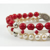 Bracelet &quot;Three colors&quot; Pearls, coral press, natural coral