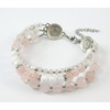 Bracelet &quot;Three colors&quot; Rose quartz, white agate