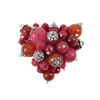 Brooch &quot;Heart&quot; Quartz facet, Carnelian