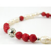 Bracelet &quot;Nezemna&quot; Pearls, Coral facet