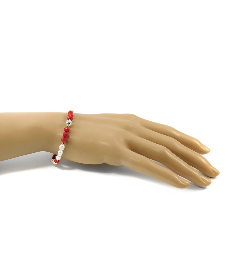 Bracelet "Nezemna" Pearls, Coral facet