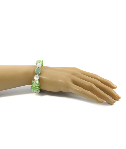 Bracelet "New Spring" Jadeite, Selenite, Prenite crumb