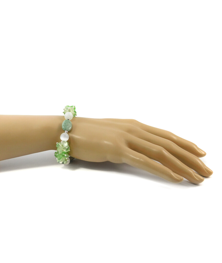 Bracelet "New Spring" Jadeite, Selenite, Prenite crumb