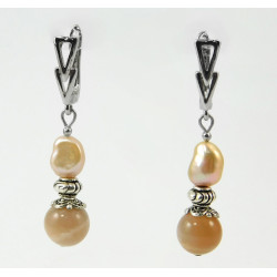 Earrings "Gobi" Sunstone, Pearls