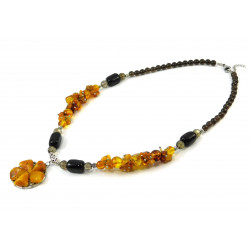 "Solar" necklace Amber, Topaz, Agate