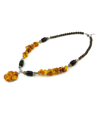 "Solar" necklace Amber, Topaz, Agate