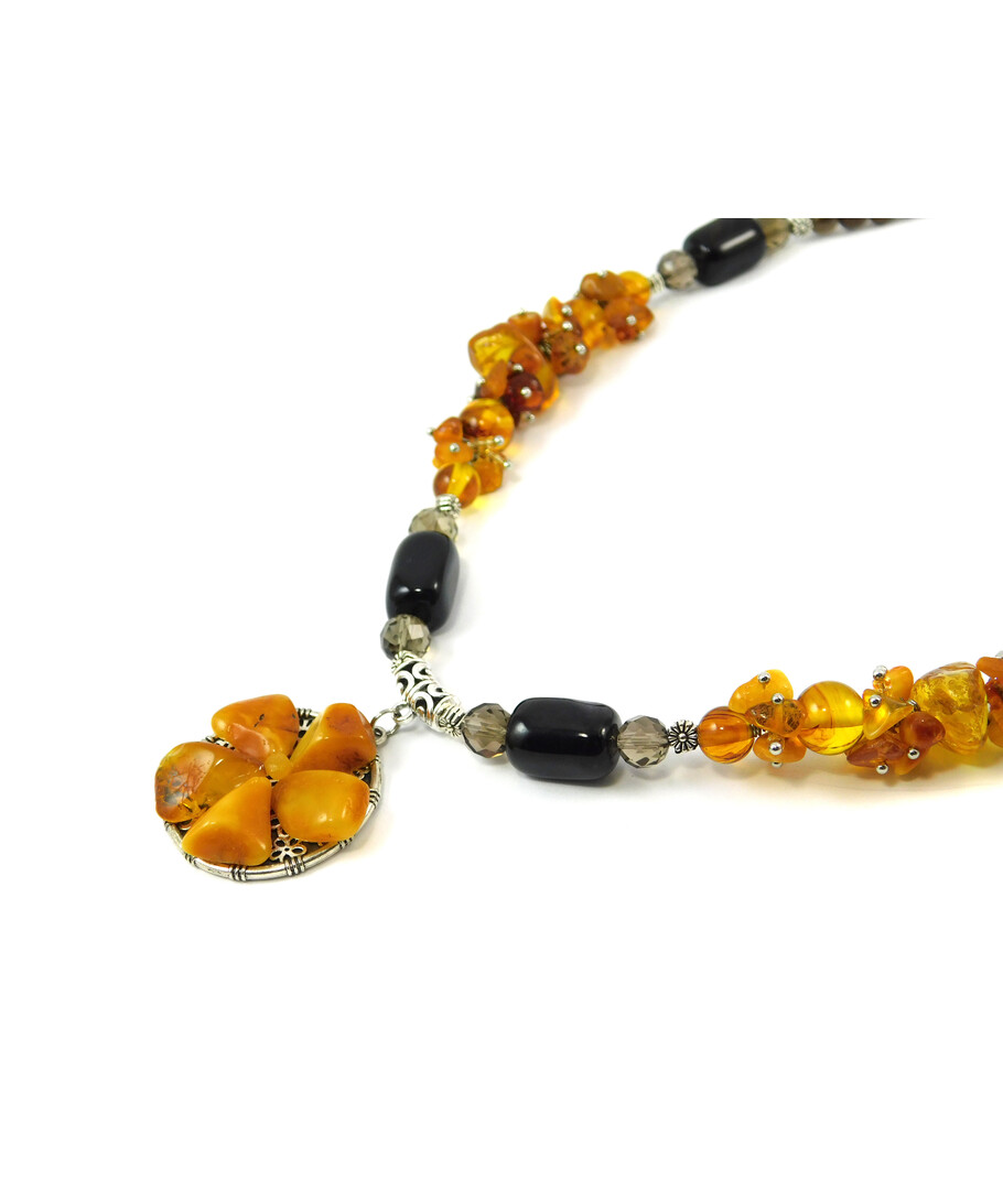 "Solar" necklace Amber, Topaz, Agate