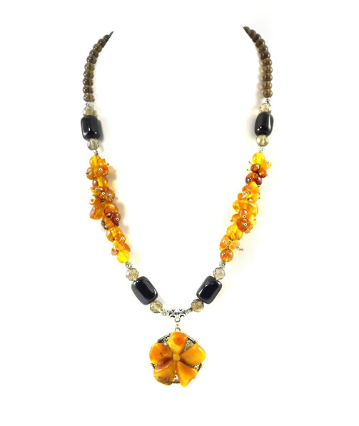 "Solar" necklace Amber, Topaz, Agate