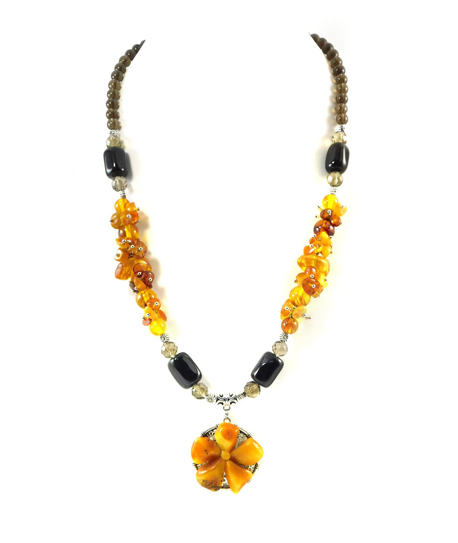 "Solar" necklace Amber, Topaz, Agate