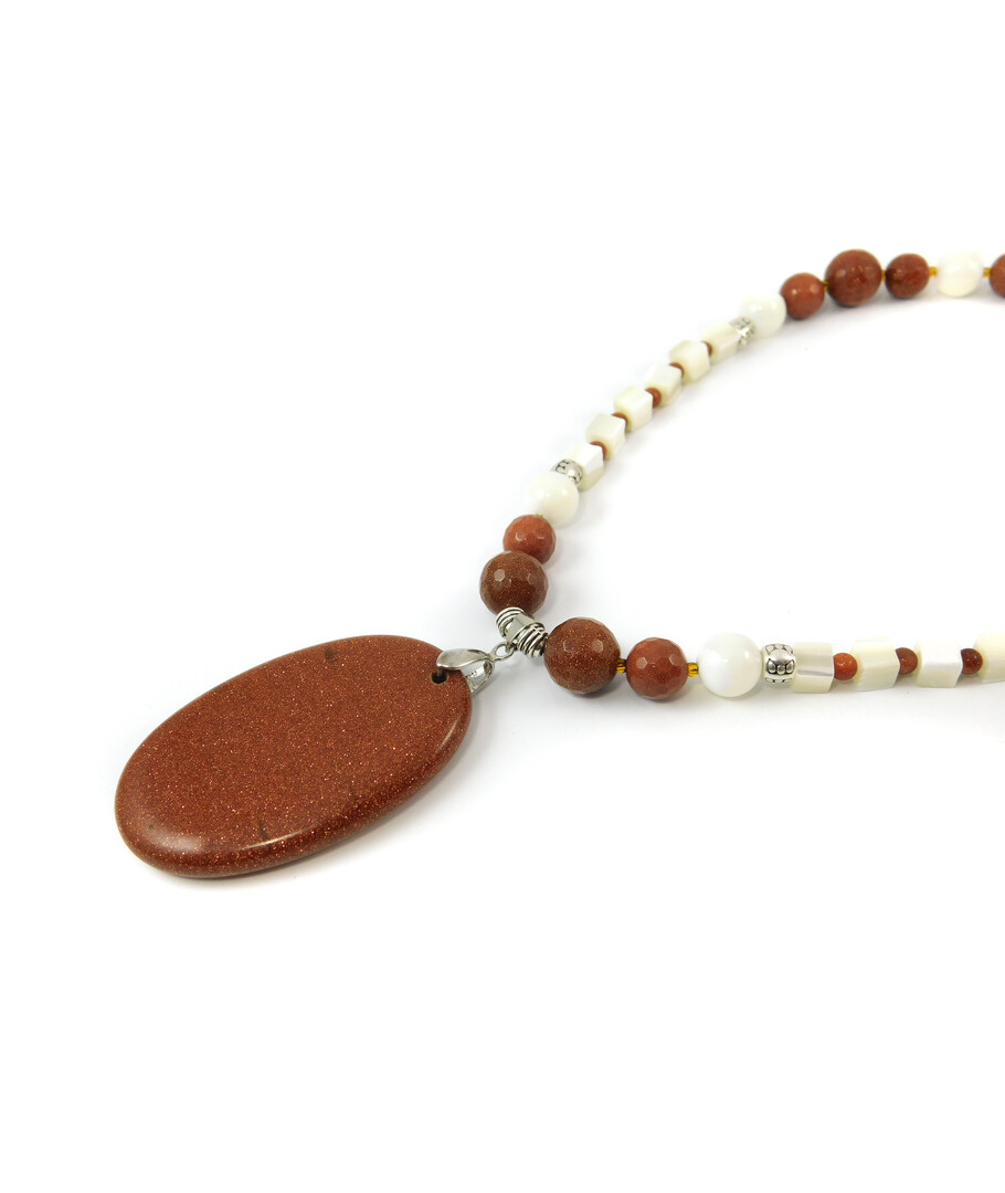 "Sands of the Sahara" necklace Mother-of-pearl, Aventurine