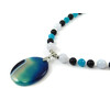 Necklace &quot;Madame&quot; Shungite press, Quartz, Aquamarine, Mother of pearl