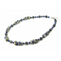 Necklace "Blue Symphony" Obsidian, Lapis lazuli, Labrador