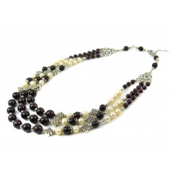 Necklace "Geneva" Garnet, Pearls