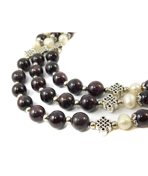 Necklace "Geneva" Garnet, Pearls