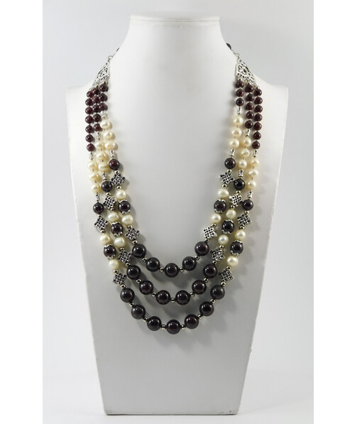 Necklace "Geneva" Garnet, Pearls