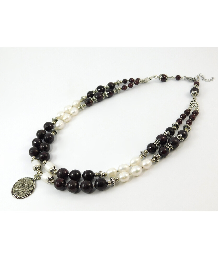 Necklace "Brusketa" Garnet, Pearls