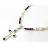 Necklace &quot;Perfection&quot; Garnet facet, Pearls, silver