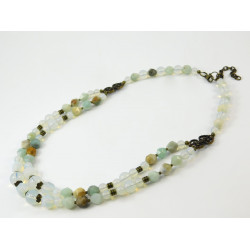 "Dandelion" necklace Synthetic moonstone, Amazonite