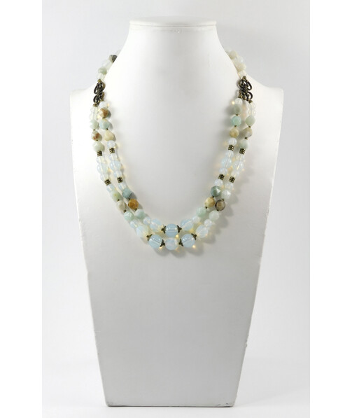 "Dandelion" necklace Synthetic moonstone, Amazonite