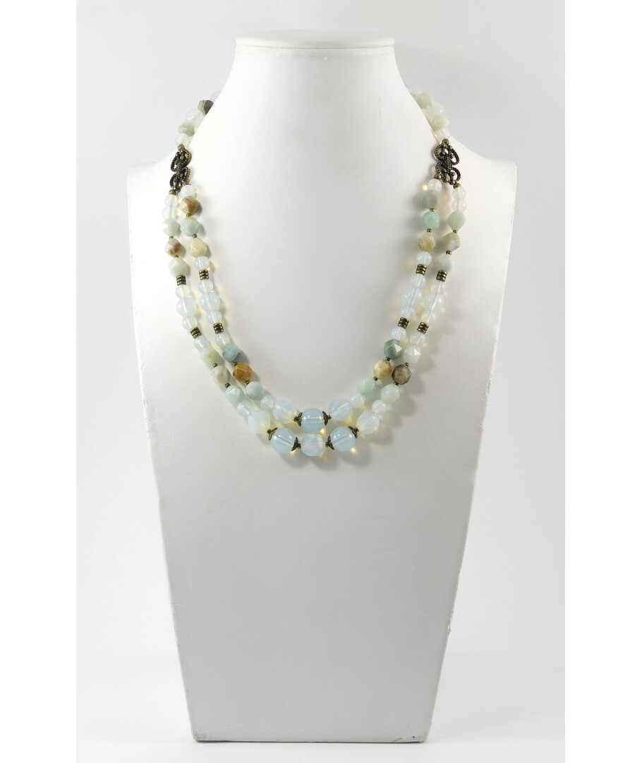 "Dandelion" necklace Synthetic moonstone, Amazonite