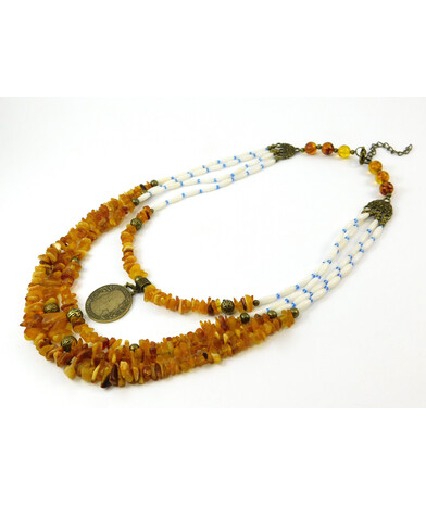 Necklace "Persephone" Amber, Coral