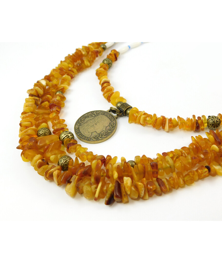 Necklace "Persephone" Amber, Coral