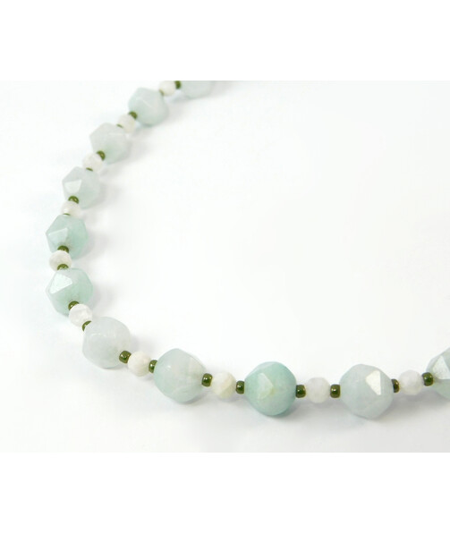 Necklace "Blue Virgin" Aquamarine, Adular facet