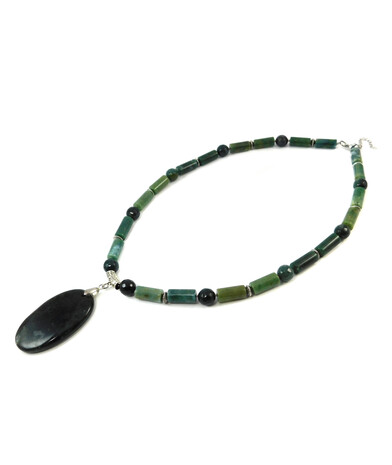 Necklace "Green Eye" Mossy agate