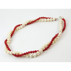 Necklace "Breath of Love" Pearls, Coral
